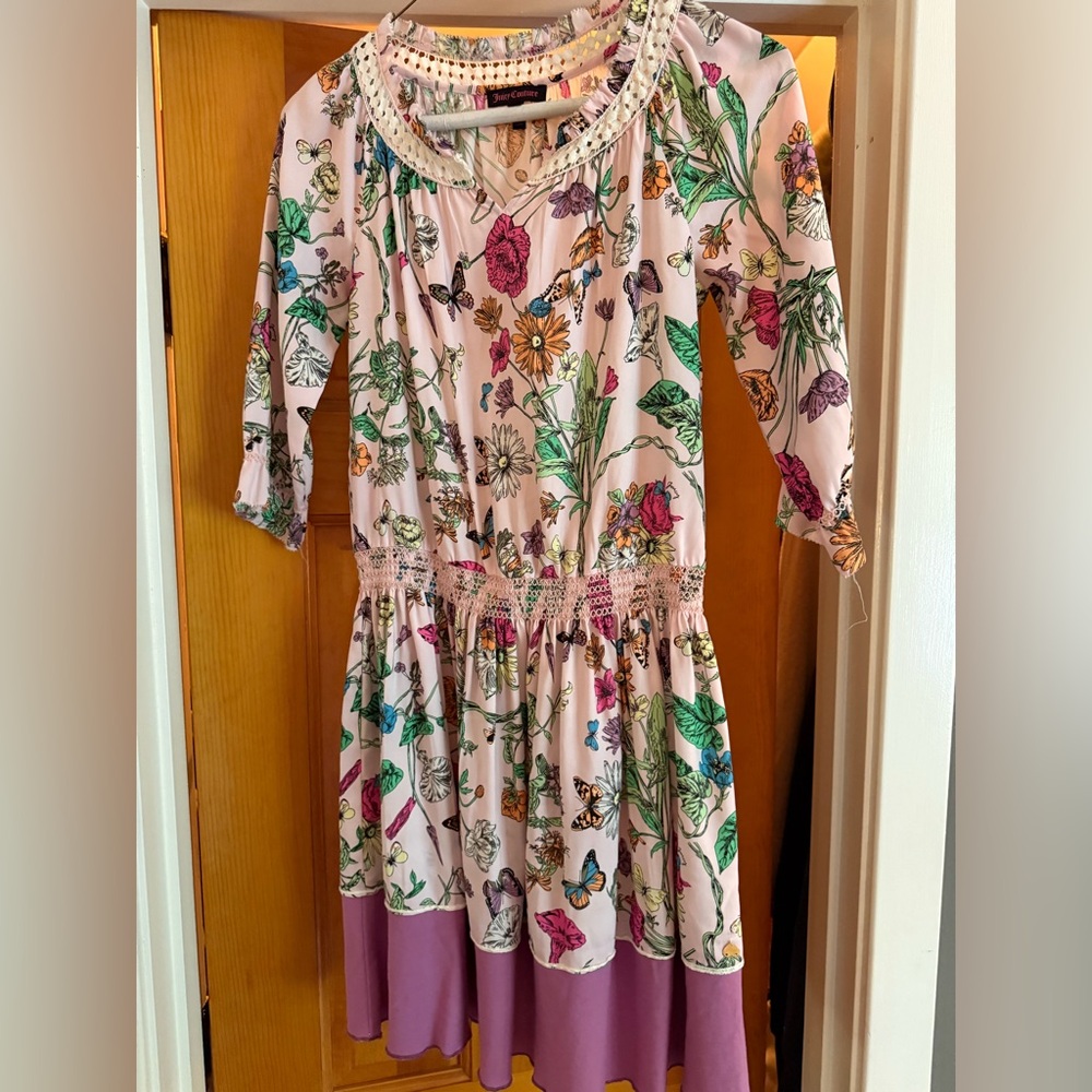 Juicy Couture Floral Dress Pink and Cream Details - and all the Butterflies!